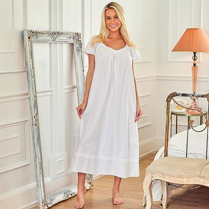 Pure Cotton Nightgown Half Sleeve Hot and Sexy Lingerie Sleepwear White Cotton Nightgown Cotton Lingerie Honeymoon Sleepwear